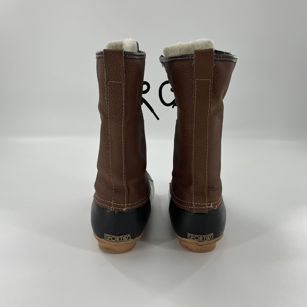 Sporto Daphne Leather Snow Duck Boot Womens 6 Black Mid Calf Black Winter‎ Laces - Picture 5 of 12